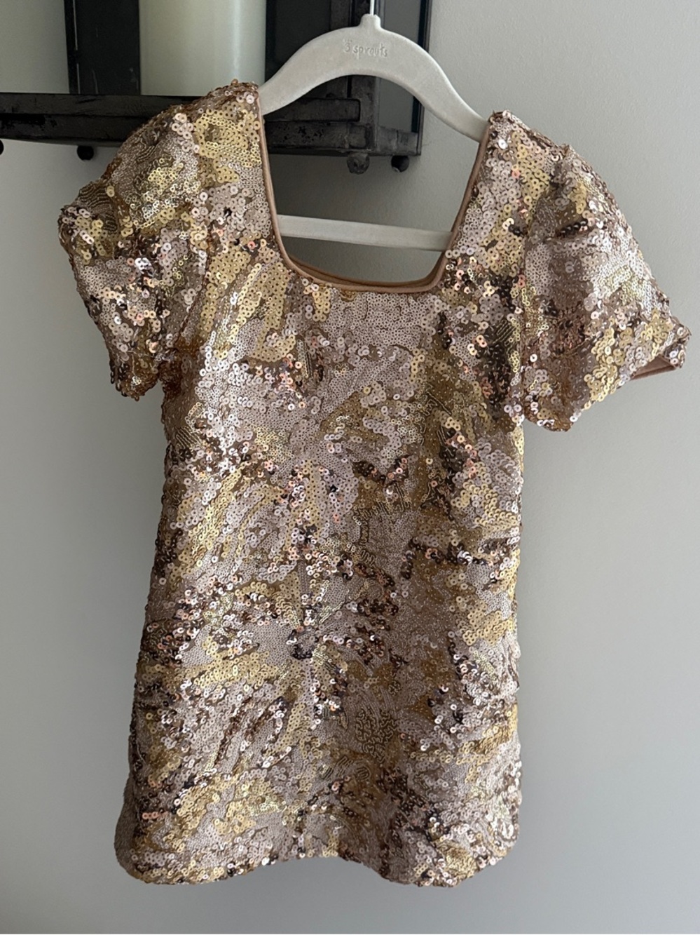 Noralee Girls' Gold Sequin Short Sleeve Dress - Bronze Daisy
